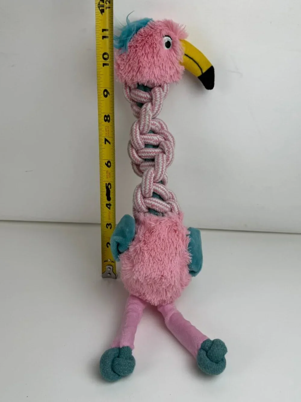 KONG Pink Flamingo Plush Dog Toy Knotted Rope Neck 12